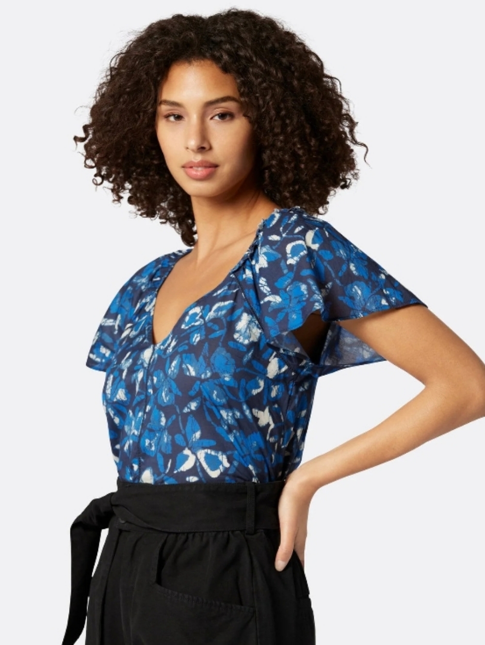 JOIE Katya Short Puff‎ Sleeve Floral  Cotton Top